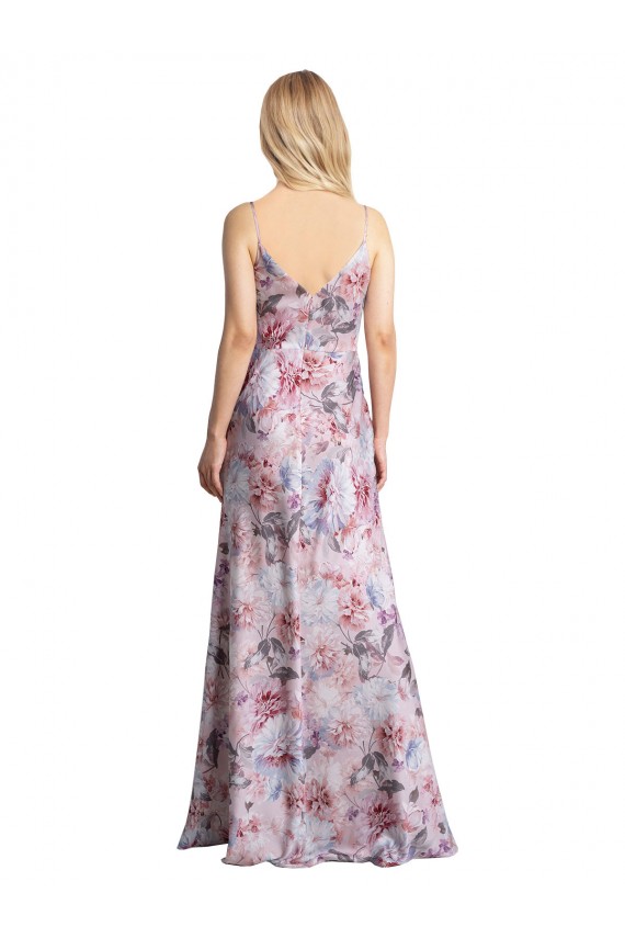 Sleeveless Cowl Neck Stretch Satin & Floral A-Line Formal Evening Gown / Bridesmaid Dress Brisbane