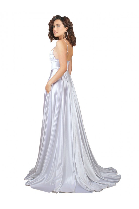 Sleeveless Spaghetti Straps Stretch Satin A-Line Beach Wedding Dress Brisbane