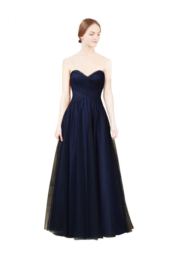 Sleeveless Dark Navy Sweetheart Tulle A-Line Bridesmaid Dress / Evening Dress Brisbane