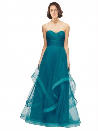 Sleeveless Turquoise Sweetheart Tulle A-Line Bridesmaid Dress Brisbane