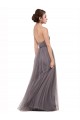 Sleeveless Pewter Spaghetti Straps V-Back Tulle A-Line Bridesmaid Dress Brisbane