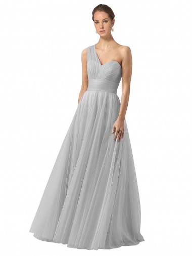 Sleeveless One Shoulder Tulle A-Line Bridesmaid Gown Brisbane