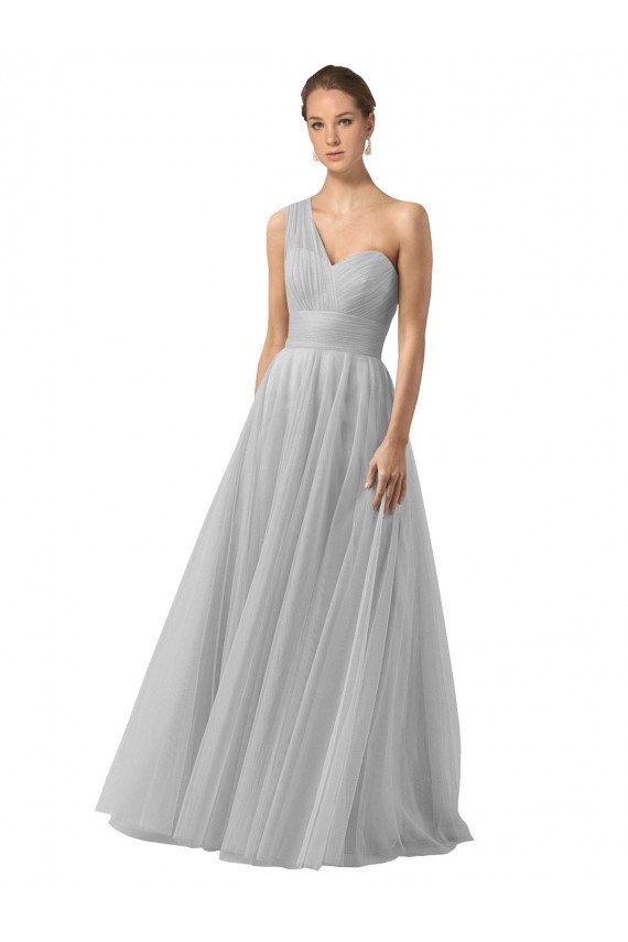 Sleeveless One Shoulder Tulle A-Line Bridesmaid Gown Brisbane