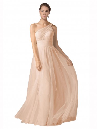 Sleeveless Spaghetti Straps Keyhole Back Tulle A-Line Formal Dress / Bridesmaid Dress Brisbane