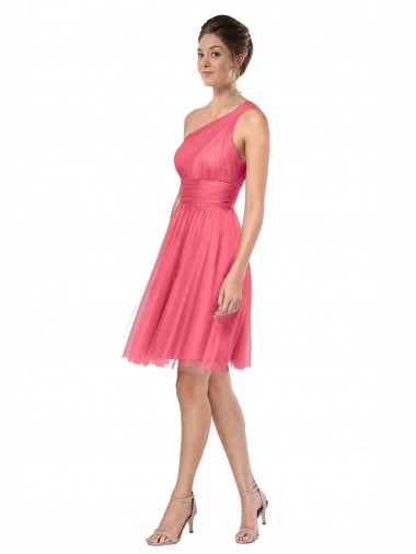 Sleeveless Watermelon One Shoulder Tulle A-Line Bridesmaid Dress Brisbane