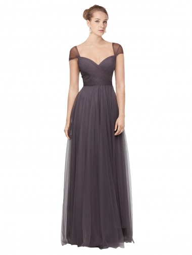 Cap Sleeves Pewter Sweetheart Tulle A-Line Bridesmaid Dress Brisbane