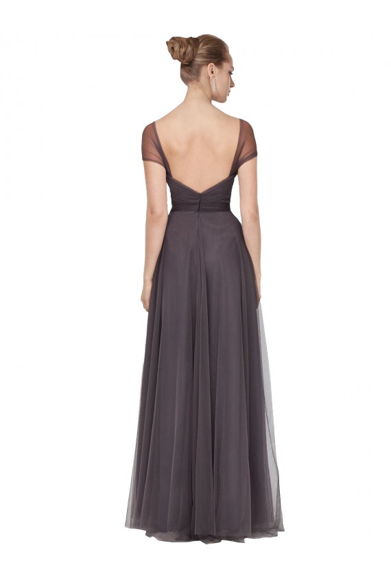 Cap Sleeves Pewter Sweetheart Tulle A-Line Bridesmaid Dress Brisbane