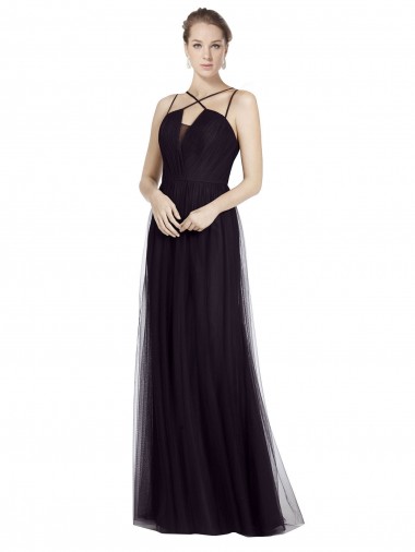Sleeveless Spaghetti Straps Tulle A-Line Bridesmaid Gown Brisbane