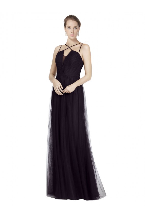 Sleeveless Spaghetti Straps Tulle A-Line Bridesmaid Gown Brisbane