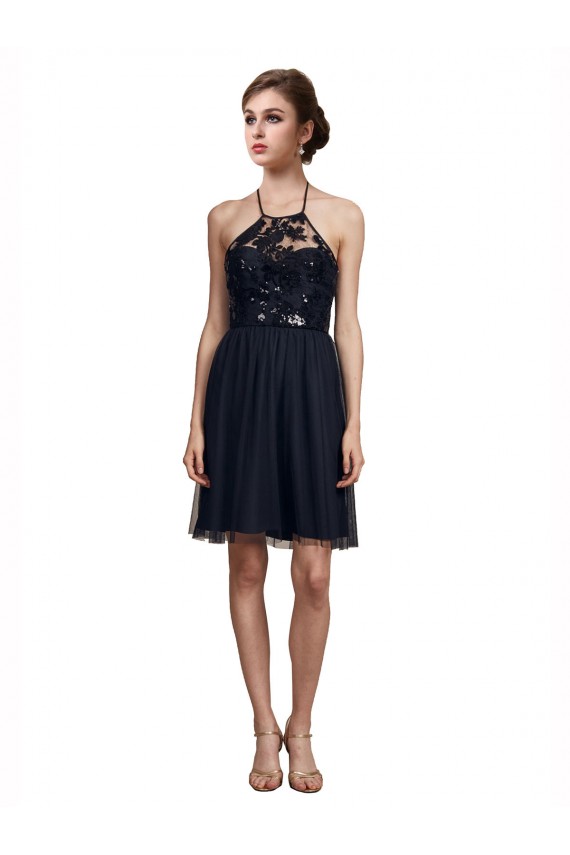 Sleeveless Halter Neck Tulle A-Line Bridesmaid Gown Brisbane