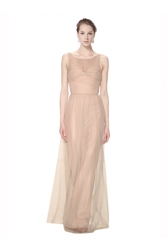 Sleeveless Illusion Neck Tulle Sheath Bridesmaid Dress Brisbane