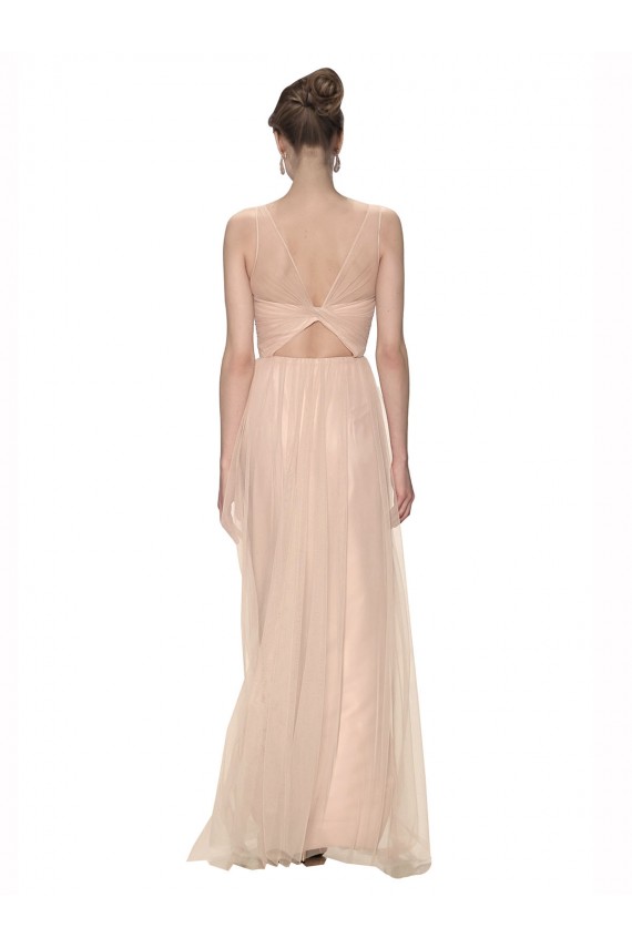 Sleeveless Illusion Neck Tulle Sheath Bridesmaid Dress Brisbane
