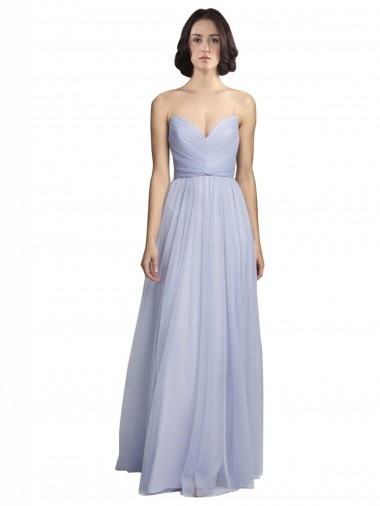 Sleeveless Lilac Spaghetti Straps Tulle A-Line Bridesmaid Dress Brisbane