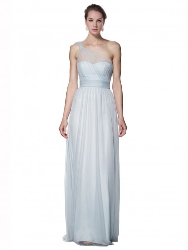 Sleeveless Mist One Shoulder Tulle A-Line Bridesmaid Dress Brisbane