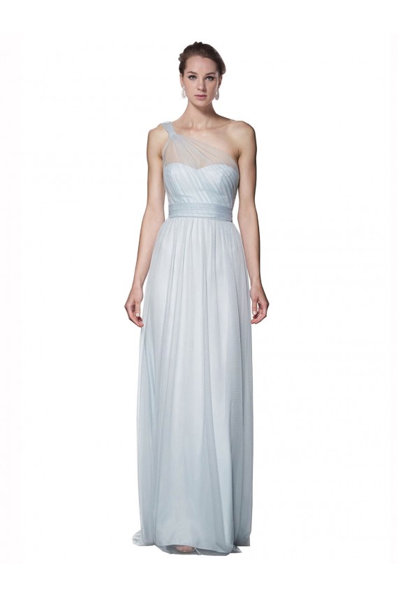 Sleeveless Mist One Shoulder Tulle A-Line Bridesmaid Dress Brisbane