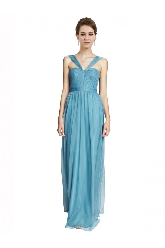 Sleeveless Sky Blue Spaghetti Straps Tulle A-Line Bridesmaid Dress Brisbane