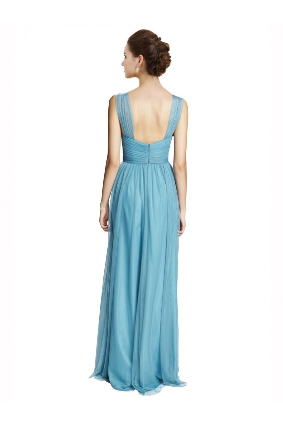 Sleeveless Sky Blue Spaghetti Straps Tulle A-Line Bridesmaid Dress Brisbane