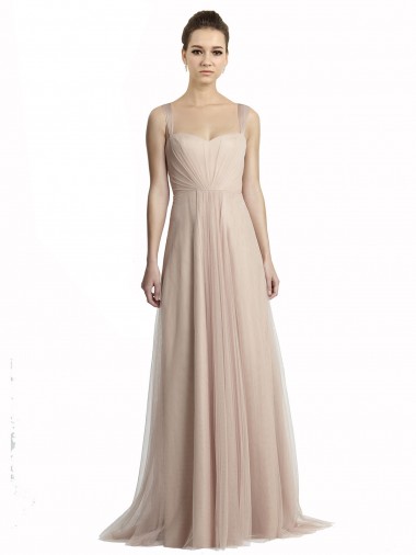 Sleeveless Square Neck Tulle A-Line Bridesmaid Evening Dress Brisbane
