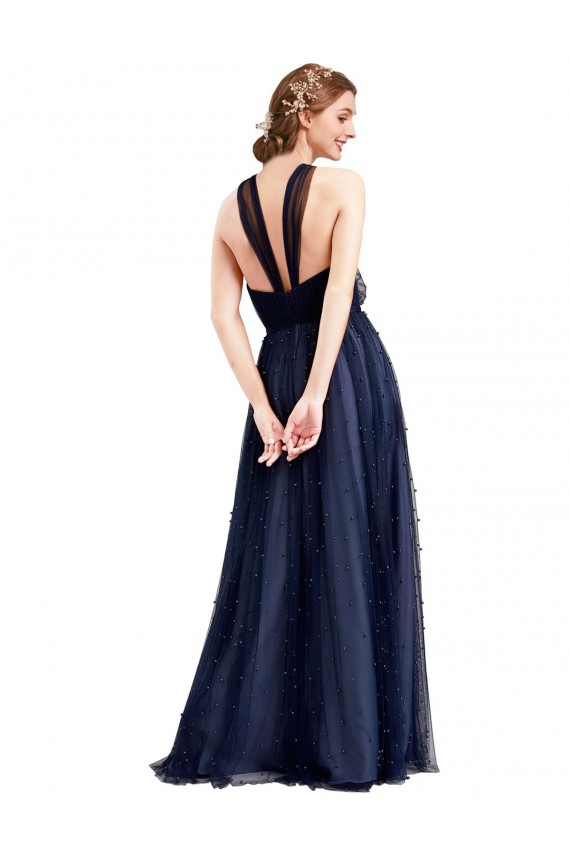 Sleeveless Halter Neck Tulle A-Line Bridesmaid Dress / Evening Dress Brisbane