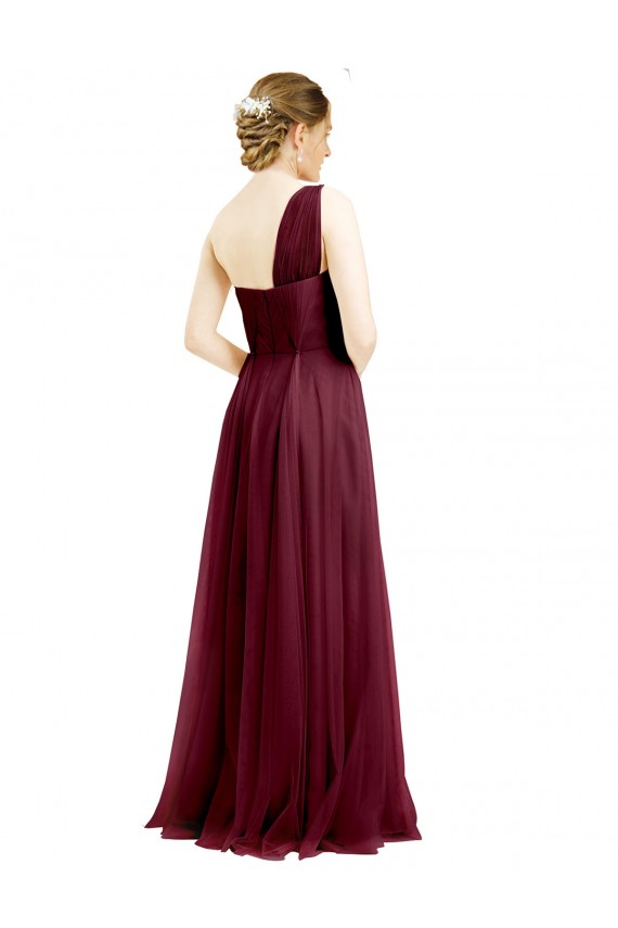 Sleeveless One Shoulder Tulle A-Line Semi Formal Evening Dress / Bridesmaid Dress Brisbane