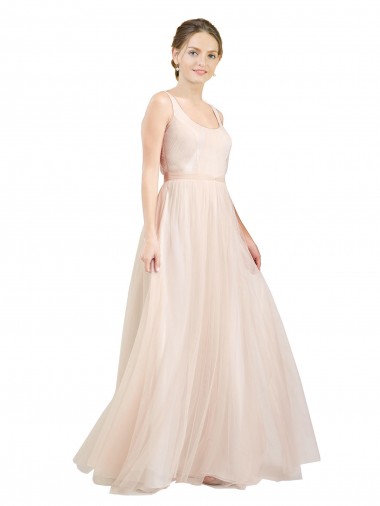 Sleeveless Scoop Neck Open Back Tulle A-Line Semi Formal Evening Dress / Bridesmaid Dress Brisbane