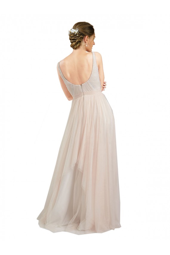 Sleeveless Scoop Neck Open Back Tulle A-Line Semi Formal Evening Dress / Bridesmaid Dress Brisbane