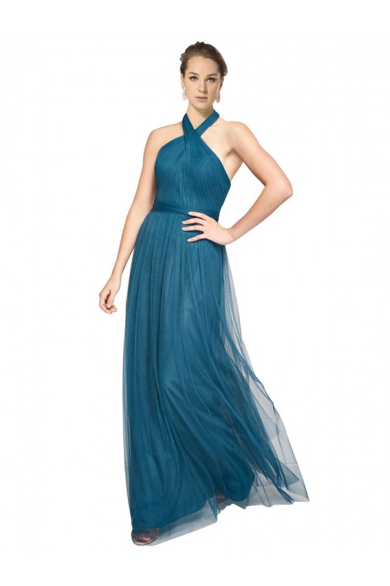 Sleeveless Halter Neck Open Back Tulle A-Line Bridesmaid Dress Brisbane