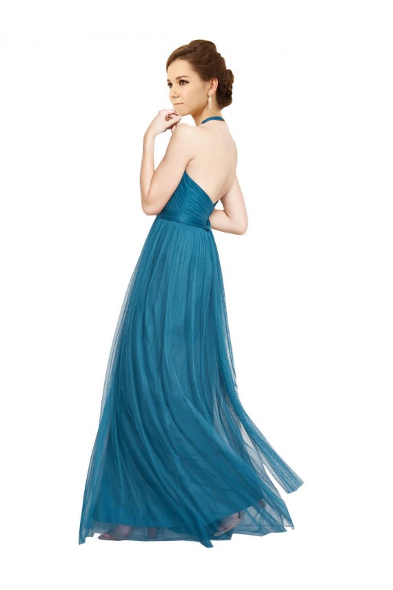 Sleeveless Halter Neck Open Back Tulle A-Line Bridesmaid Dress Brisbane