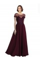 Cap Sleeves Jewel Neck Tulle & Soft Chiffon A-Line Bridesmaid Dress Brisbane