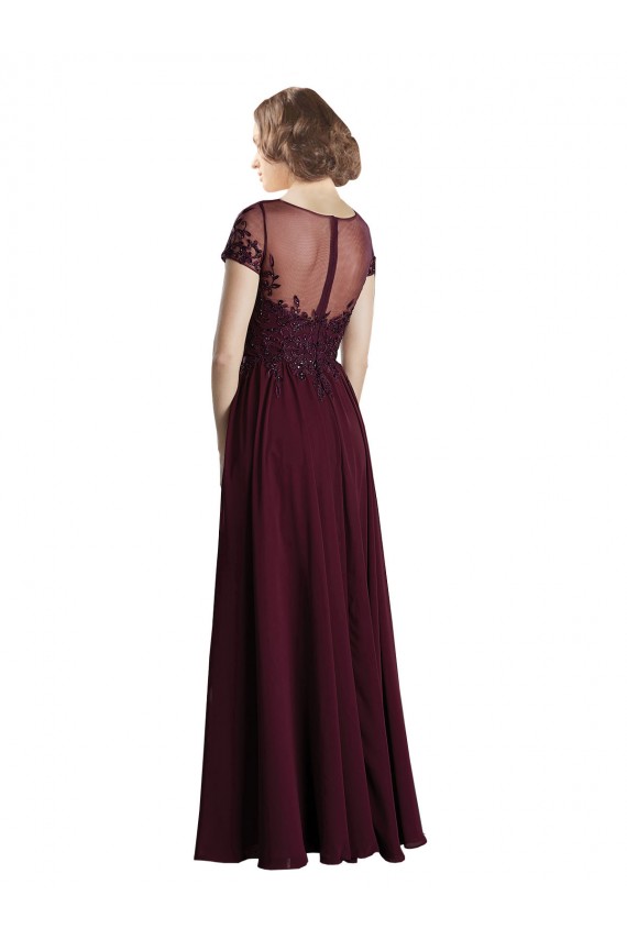 Cap Sleeves Jewel Neck Tulle & Soft Chiffon A-Line Bridesmaid Dress Brisbane