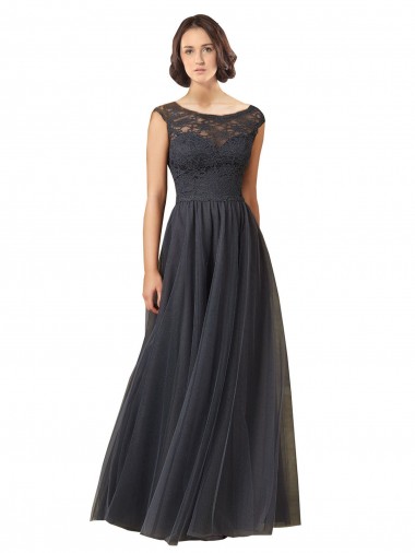Cap Sleeves Bateau Neck Tulle & Lace A-Line Bridesmaid Dress Brisbane