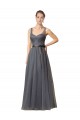 Sleeveless Slate Grey Sweetheart V-Back Tulle A-Line Formal Dress / Bridesmaid Dress Brisbane