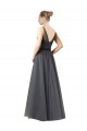 Sleeveless Slate Grey Sweetheart V-Back Tulle A-Line Formal Dress / Bridesmaid Dress Brisbane