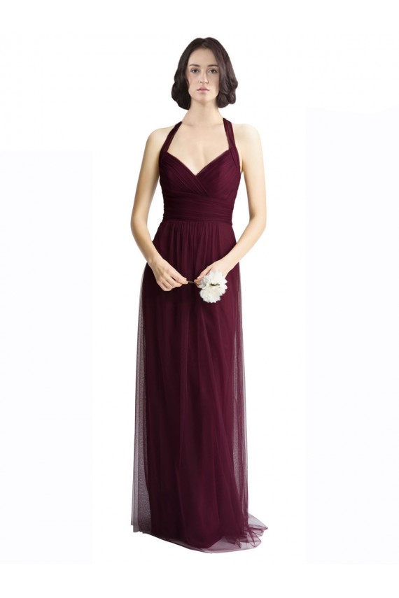 Sleeveless Halter Neck Open Back Tulle A-Line Bridesmaid Dress / Evening Dress Brisbane