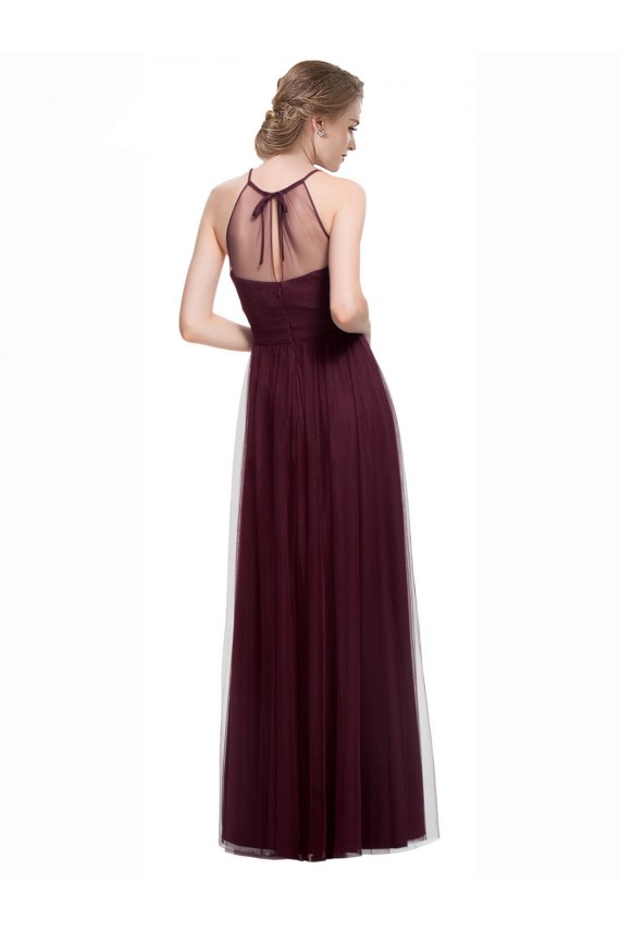 Sleeveless Red Halter Neck Tulle A-Line Bridesmaid Dress Brisbane