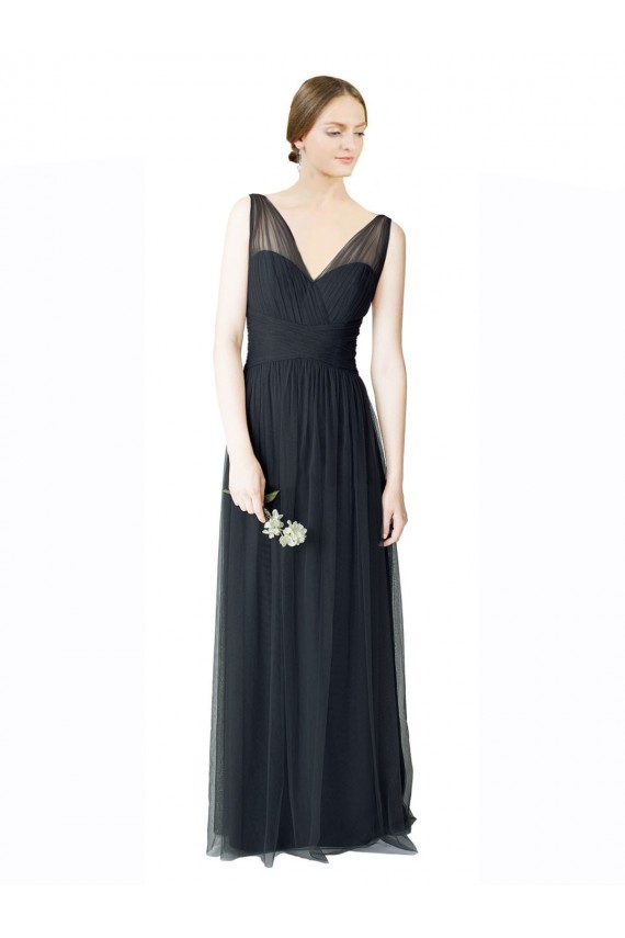 Sleeveless V-Neck V-Back Tulle A-Line Formal Dress / Bridesmaid Dress Brisbane