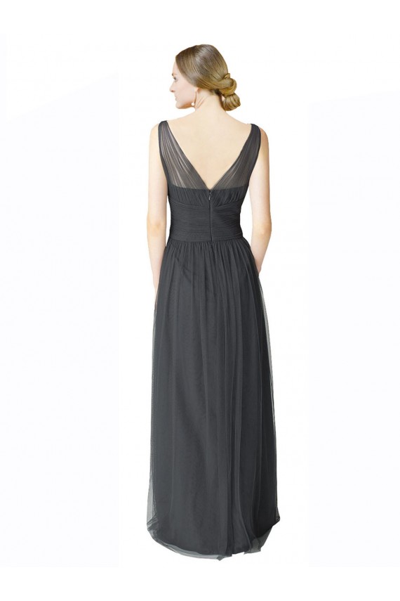Sleeveless V-Neck V-Back Tulle A-Line Formal Dress / Bridesmaid Dress Brisbane