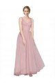 Sleeveless Pink V-Neck V-Back Tulle A-Line Bridesmaid Dress Brisbane