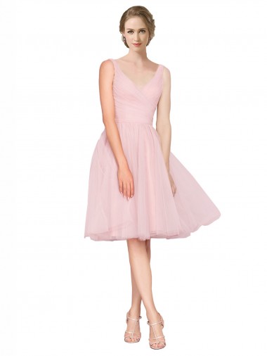 Sleeveless V-Neck Tulle A-Line Bridesmaid Gown Brisbane