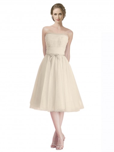 Sleeveless Strapless Tulle A-Line Bridesmaid Dress Brisbane