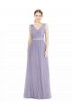 Sleeveless Lilac V-Neck V-Back Tulle A-Line Bridesmaid Dress Brisbane
