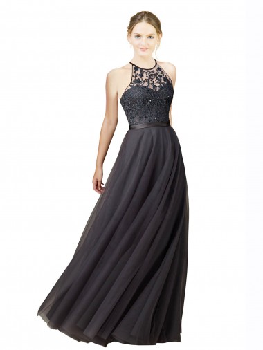 Sleeveless Sweetheart Criss Cross Back Tulle & Lace A-Line Bridesmaid Dress Brisbane