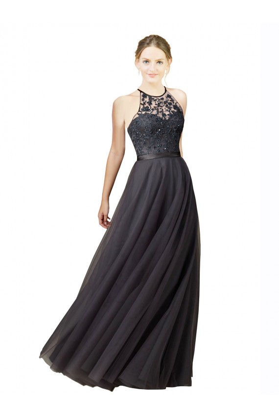 Sleeveless Sweetheart Criss Cross Back Tulle & Lace A-Line Bridesmaid Dress Brisbane