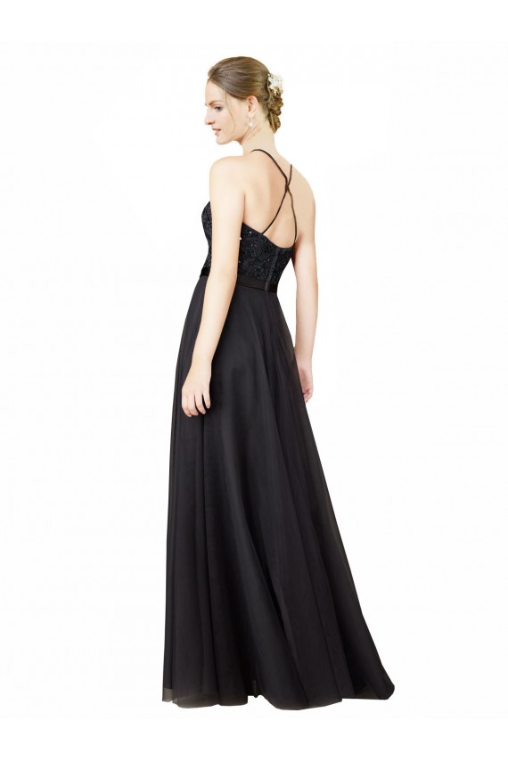 Sleeveless Sweetheart Criss Cross Back Tulle & Lace A-Line Bridesmaid Dress Brisbane