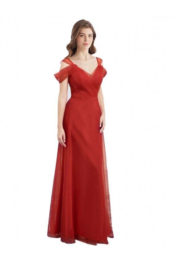 Cold Shoulder Sweetheart Low Back Tulle A-Line Formal Dress / Bridesmaid Dress Brisbane