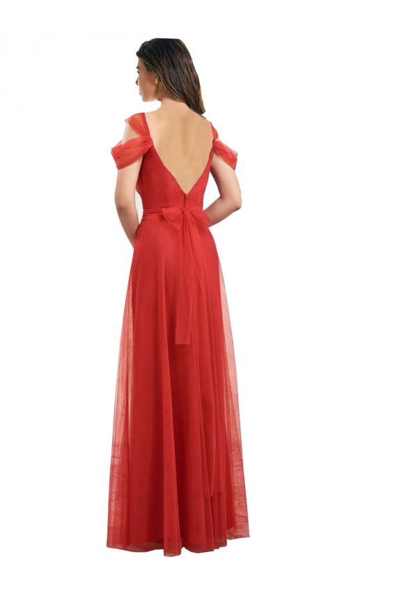 Cold Shoulder Sweetheart Low Back Tulle A-Line Formal Dress / Bridesmaid Dress Brisbane