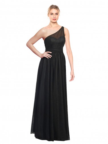 Sleeveless One Shoulder Tulle A-Line Bridesmaid Dress / Evening Dress Brisbane