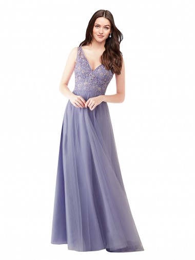 Sleeveless Sweetheart V-Back Tulle & Lace A-Line Formal Dress / Bridesmaid Dress Brisbane