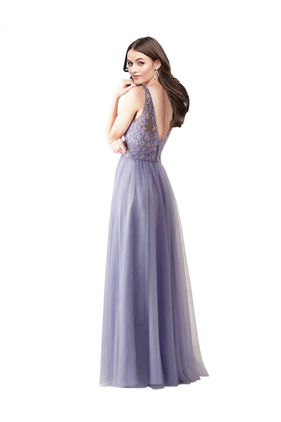 Sleeveless Sweetheart V-Back Tulle & Lace A-Line Formal Dress / Bridesmaid Dress Brisbane