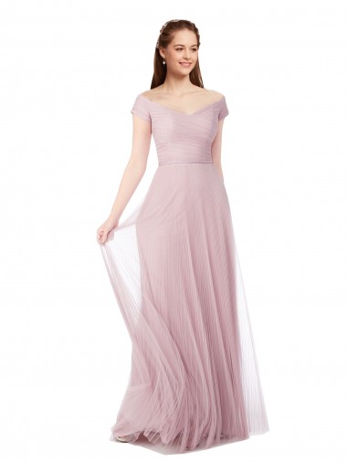 Sleeveless Off the Shoulder Tulle A-Line Bridesmaid Dress / Evening Dress Brisbane